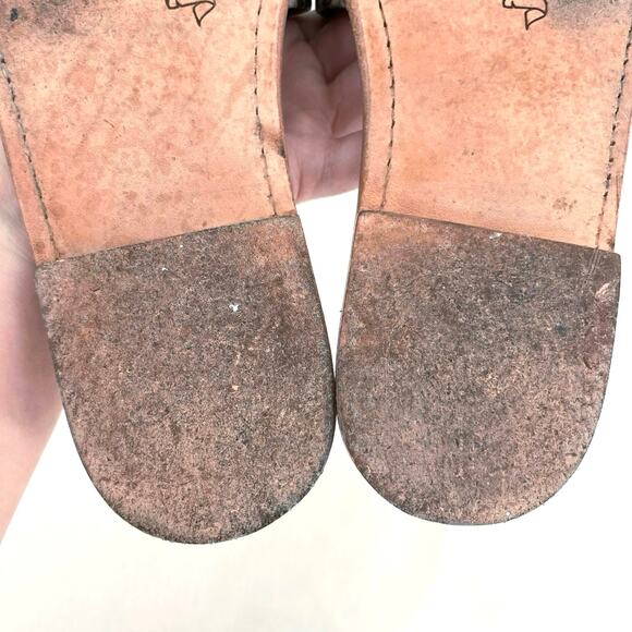 Freebird by Steven Golden Leather Sandals Python Snakeskin Reptile Slides Size 6 - Picture 12 of 13